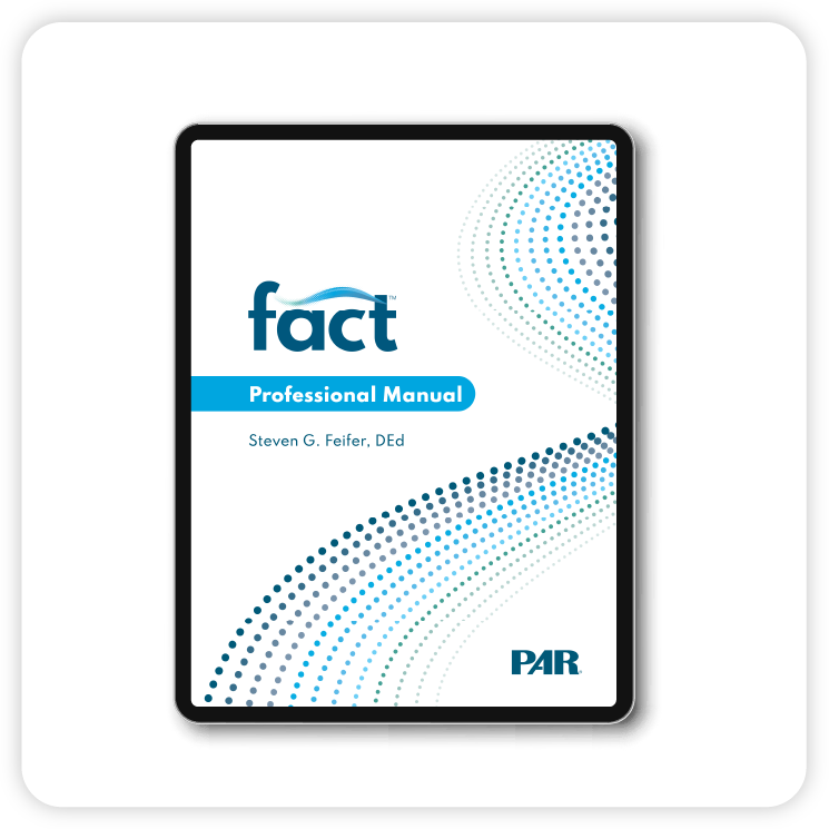 FACT Professional Manual displayed on a tablet.