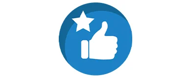 an icon of thumbs-up and star